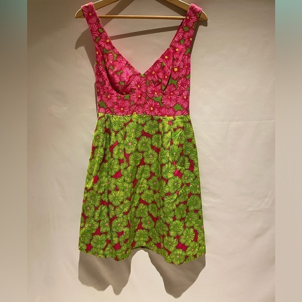 Nanette Lepore Cotton and Silk Pink and Green floral dress, 10